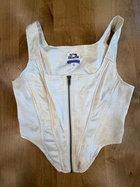 Future Collective Kahlana Barfield Brown Satin Zip Corset Size 4